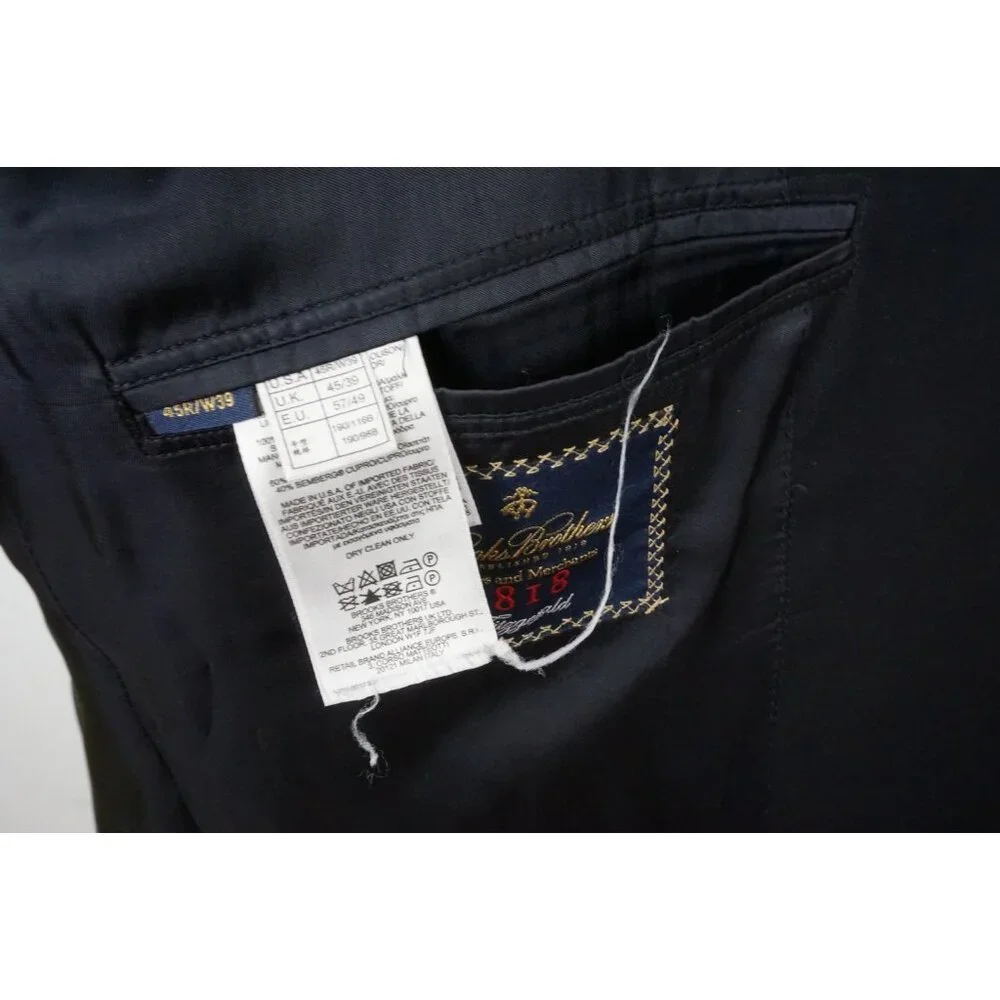 Brooks Brothers Fitzgerald Navy Blue 100% Wool 2 Pc Suit Jacket Pants Sz 45R